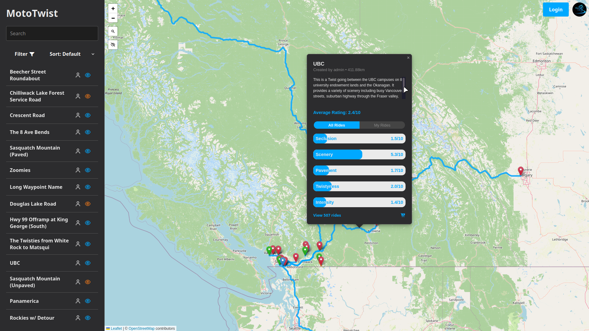 A screenshot of MotoTwist, featuring the main view with a Twist popup open